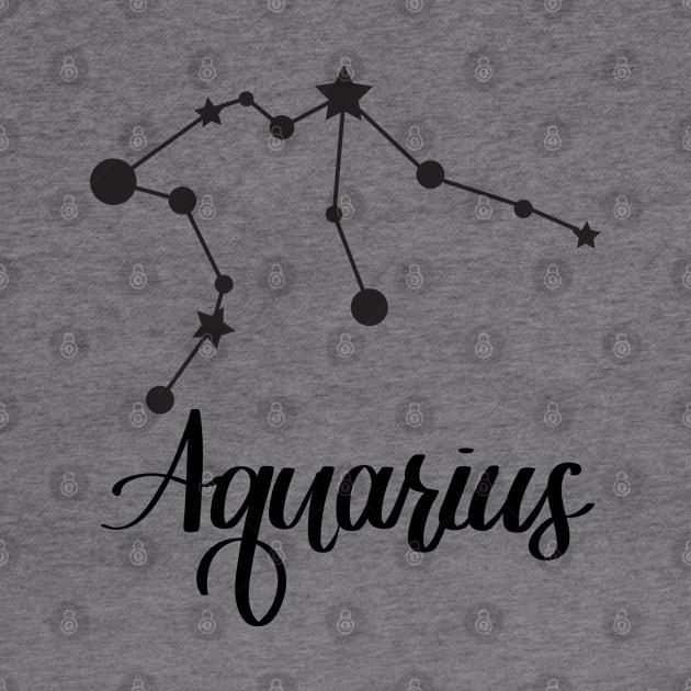 Aquarius Zodiac Constellation in Black by Kelly Gigi